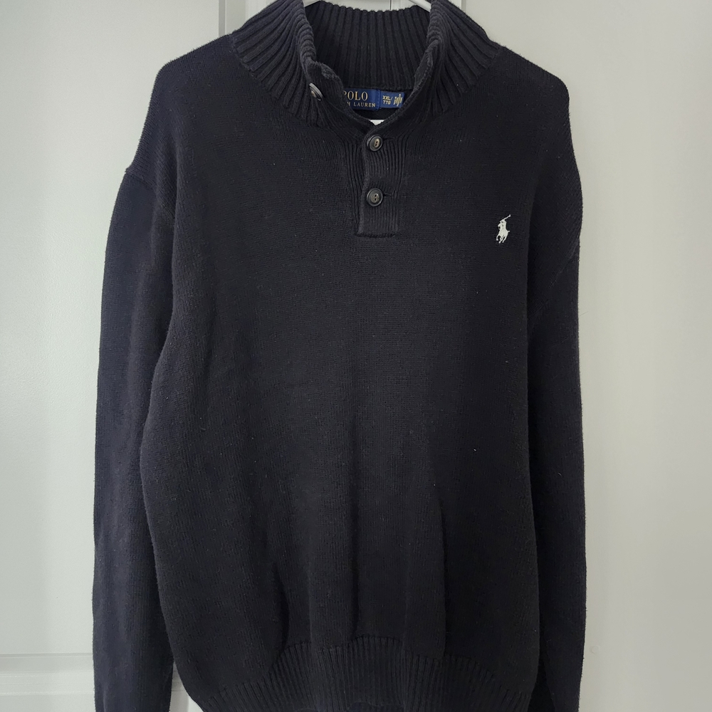 Polo by Ralph Lauren Men's Black Turtleneck Button Pullover